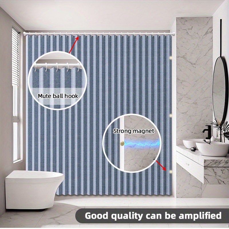 A Bohemian shower curtain, bathroom decoration, magnetic attraction effect, folding storage, privacy partition, waterproof: 180*180cm / Blue
