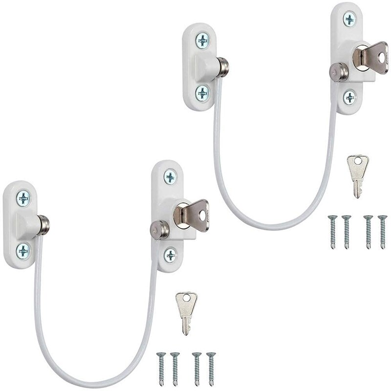 1-6PCS Kids Window Door Cable Restrictor Lock Child Baby Safety Security Wire Catch with Keys Public and Commercial Applications: 2pcs