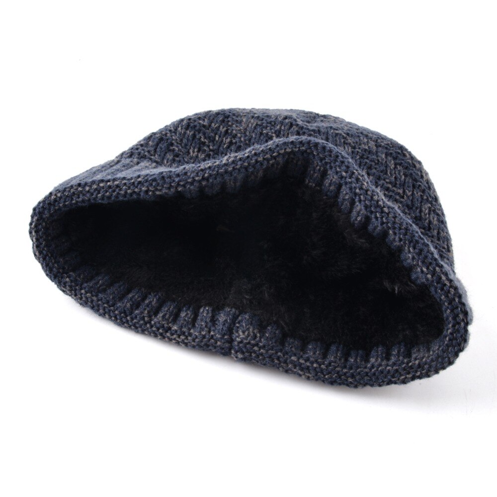 Men's Knitted Wool Skullies Winter Knitting Beanies Hat For Men Double Layer Warm Bonnet Caps Boy Thick Skis Bone Touca Inverno