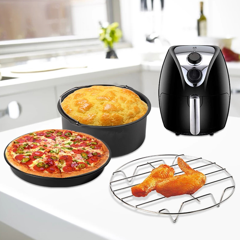 Accesorios reutilizables para freidora de aire, estantes de acero inoxidable para cocinar al vapor, verduras y arroz, utensilios de cocina