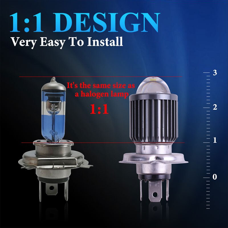 1PC H4 LED Motorfiets Koplamp H6 BA20D P15D CSP Led Lens Wit Geel Hi Lo Beam Spotlight Motor scooter Running Lamp