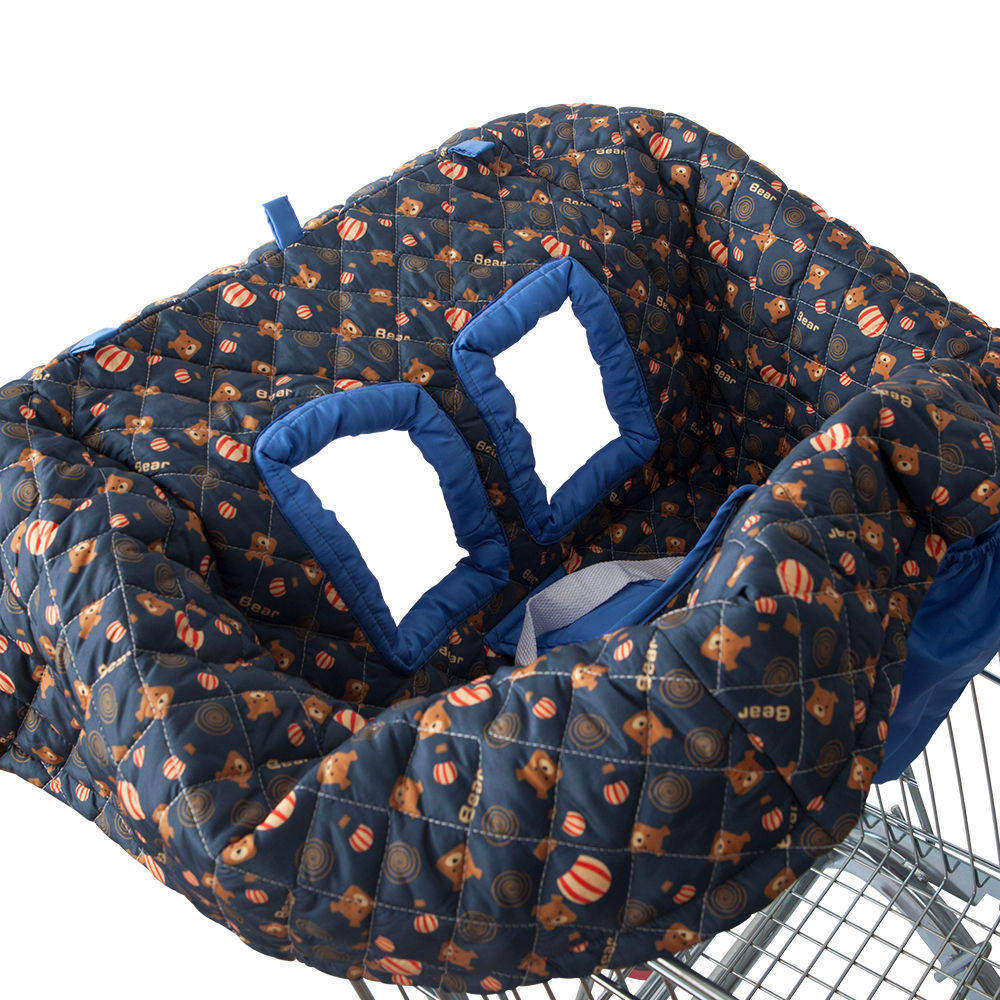 Supermarked baby indkøbskurv sæde spisestue stol pude trykt rejse foldbar bærbar baby indkøbskurv cover: Bjørn
