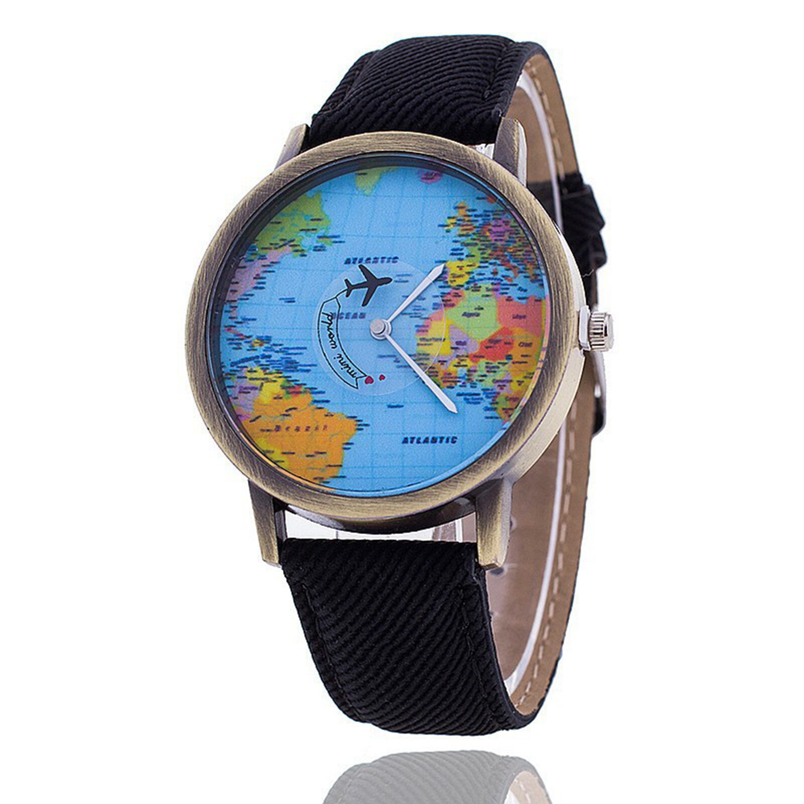 Retro Unisex Horloges Vliegtuig Kaart Horloge Creatieve Vrouwen En Mannen Quartz Horloge Klok