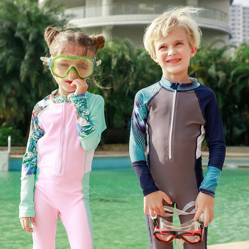 Kinderen Wetsuits Rash Guards Meisje Jongen Kids Swim Duiken Pakken Uv-bescherming Full Body Lange Mouw Duiken Surfen pak