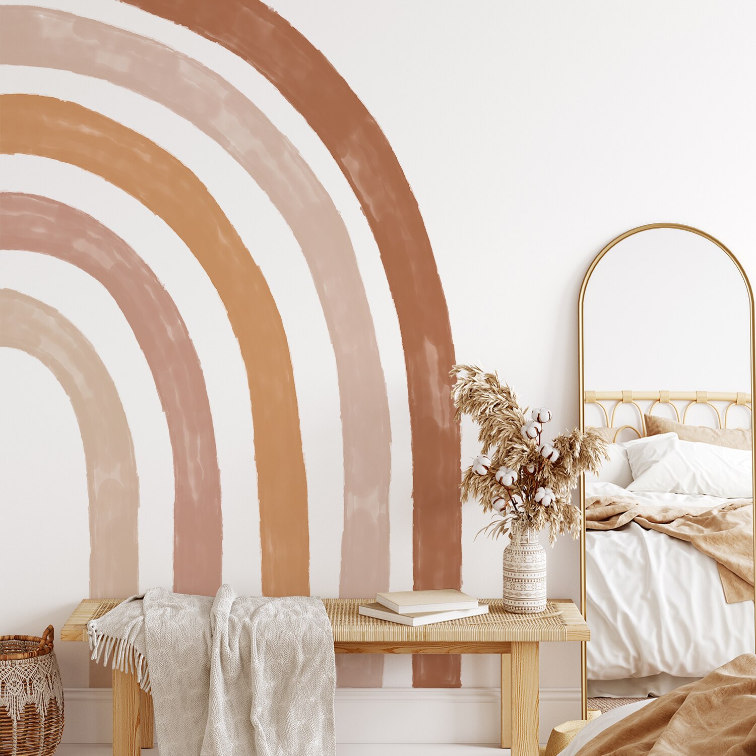 Funlife®Boho Regenboog Muurschildering Grote Muurstickers Diy Wallpaper Nursery Slaapkamer Woonkamer Waterdicht Baby Kids Home Decor