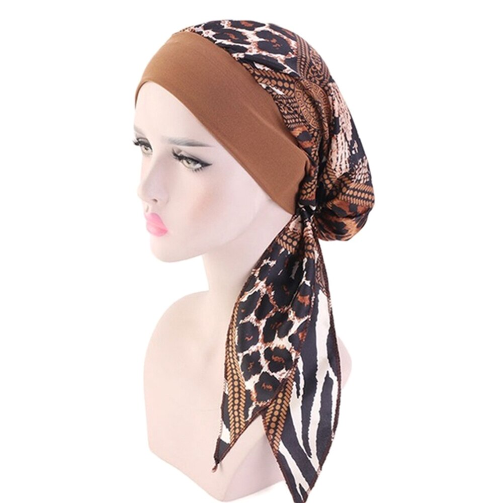 Elastische Verstelbare Hoofddoek Vrouwen Moslim Tulband Hijab Mode Print Pre-Gebonden Hoofddeksels Bandana: 11