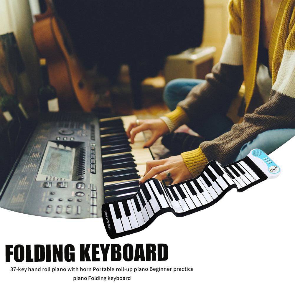 37 Keys Flexible Roll Up Piano Portable Silicone Soft Keyboard Piano w/o Battery Flexible Hand Rolled Musical Instrument