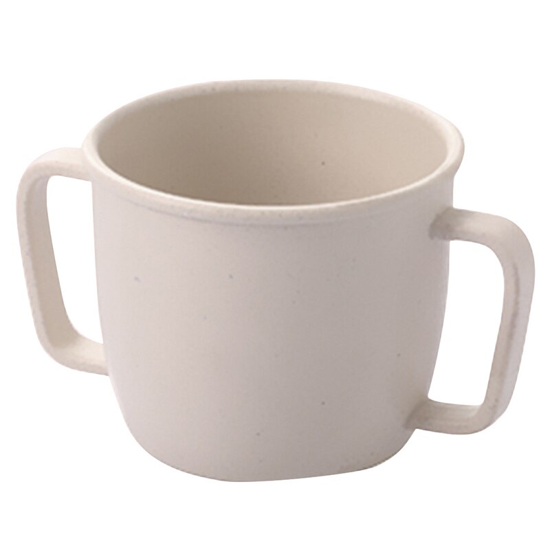 Milieuvriendelijke waterbeker voor kinderen, dubbele handgreep, melkbeker, bamboevezels, babybeker, voedingsbenodigdheden: Beige