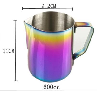 Stainless steel color drawing cup 600ml drawing cup milk foam cup playing cup fancy milk cup kitchen coffee utensils: 600 ML