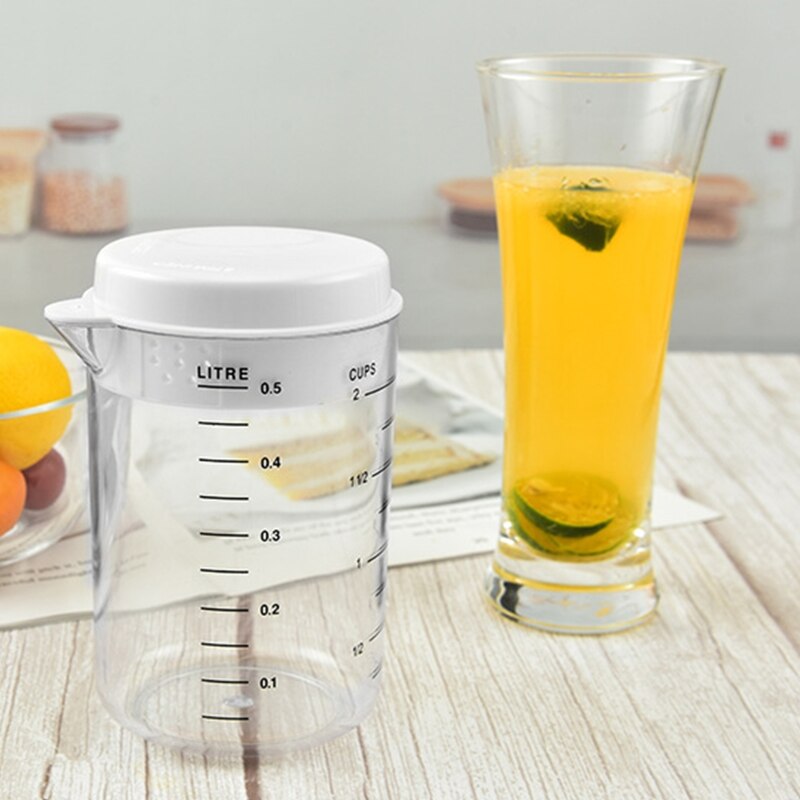 Clear Weegschalen Beker Mok 500Ml Capaciteit Plastic Bakken Maatbeker Mengen Pitcher Keuken Praktische Meetinstrument