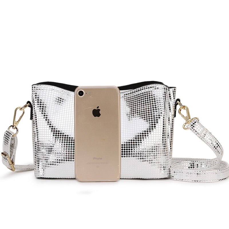 Bolsa transversal dourada para mulheres, bolsa pequena de ombro, couro pu, dourada, prateada, 2020 saco do saco