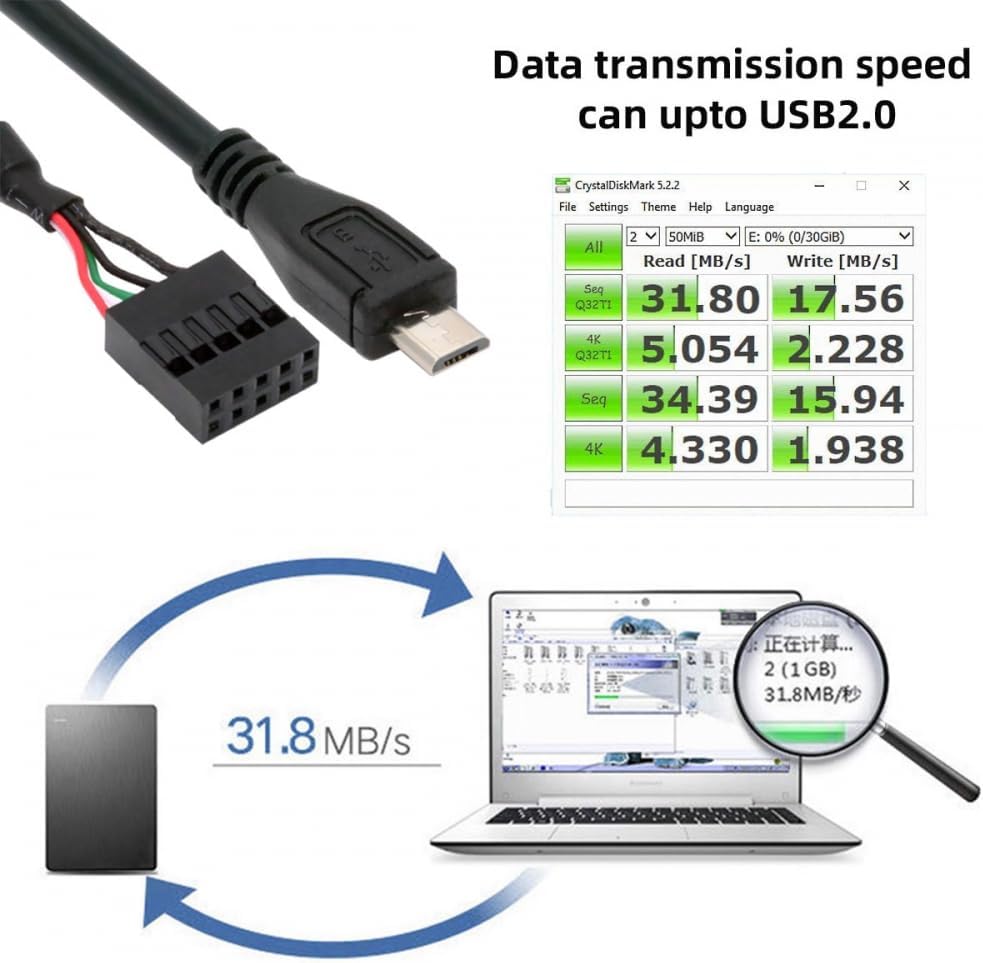Cable USB 2.0 Motherboard 9pin 10pin Header to Micro USB 5Pin Cable for Mini Monitor Sensor Panel Camera