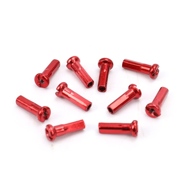 Tapones de hierro para radios de bicicleta de montaña, 10 Uds., 14mm, accesorios coloridos para ciclismo de cobre y plata: Rojo