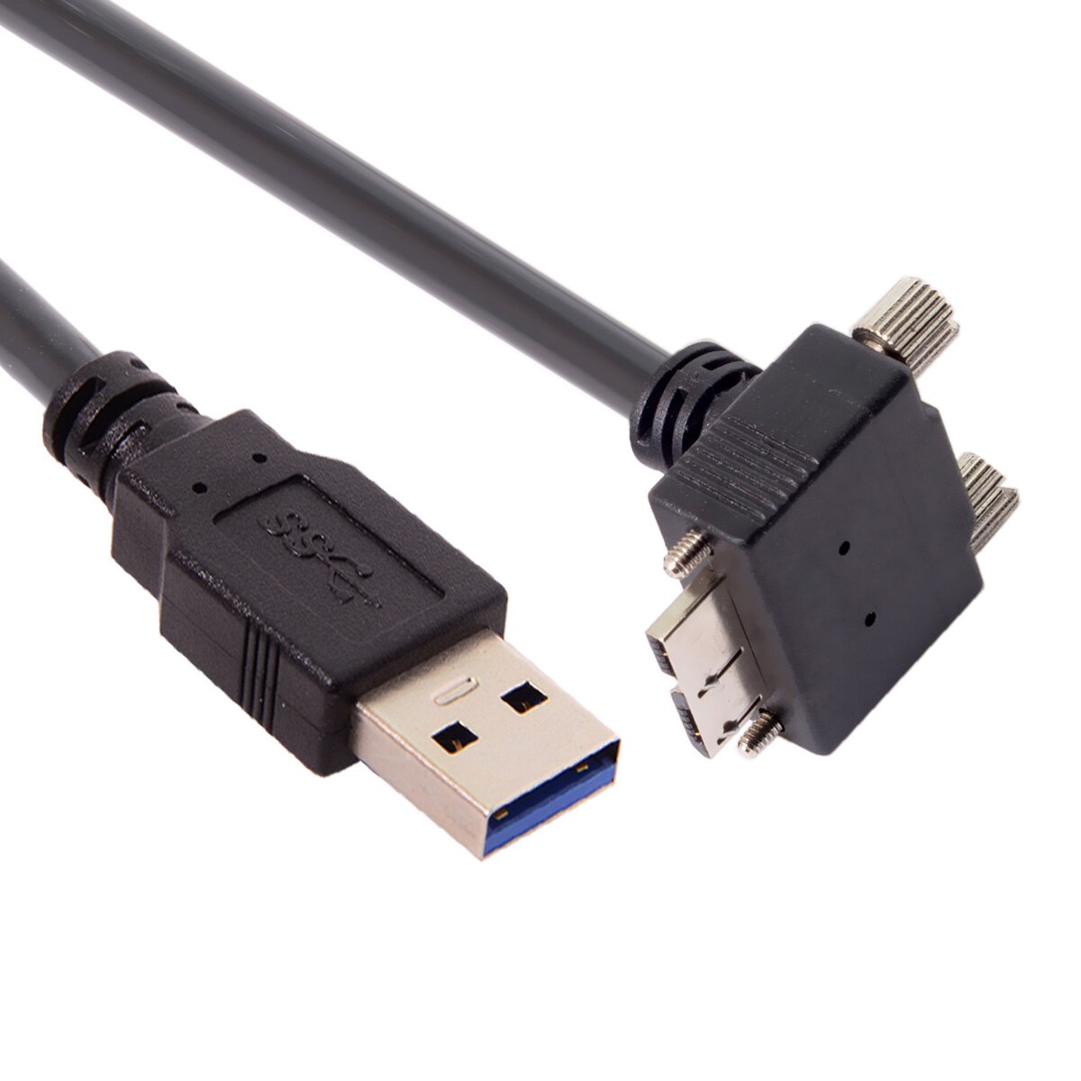 1.2m 90 Degree Down Angled Micro USB Screw Mount to 3.0 Data Cable for Industrial Camera