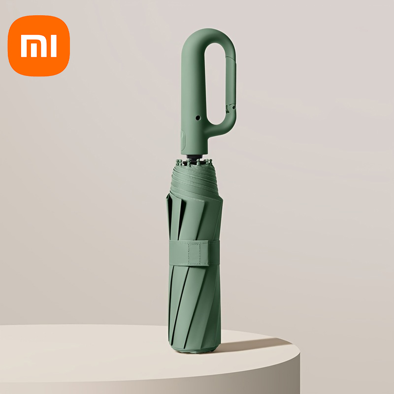 Paraguas Xiaomi a prueba de viento fuerte 107CM, paraguas plegable automático reforzado, mango de hebilla grande, resistente al viento, agua y al sol,: Azul