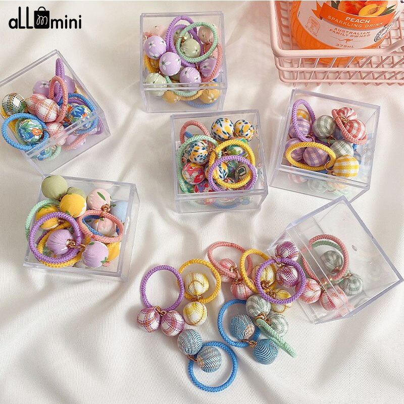 10/20/30PCS/Set Girl Cute Boll Flower Elastic Hair Bands Mini Hair Ring Ponytail Holder Scrunchies Kid Princess Hair Accessories