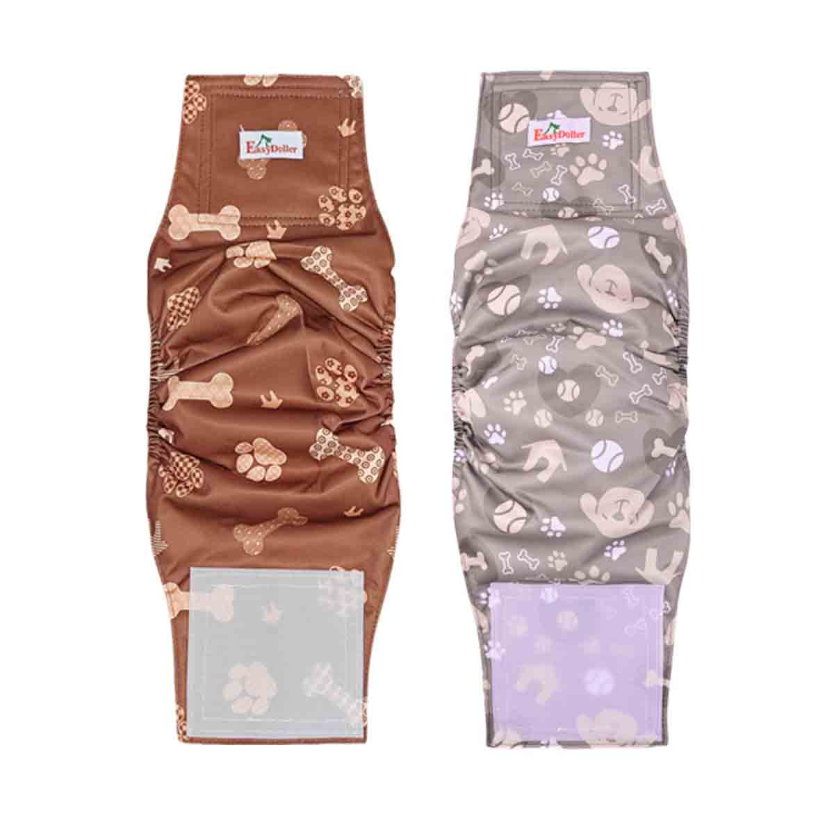 2 Pack Washable Male Dog Diaper Cute Cartoon Paw Print Pattern Pet Nappy Belly Band Wrap Reusable Sanitary Pants DogS Underwear: M / Blue