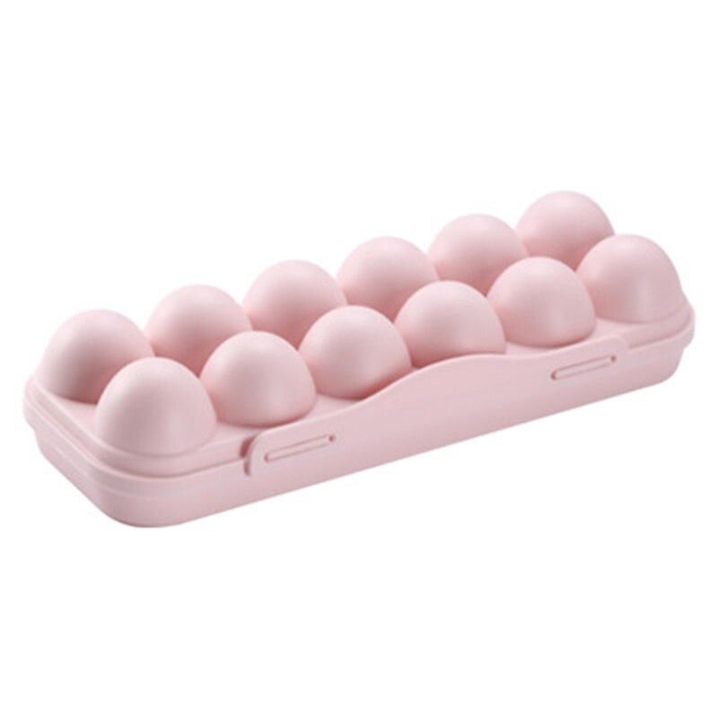 Caja de almacenamiento con 12/18 rejillas para huevos, contenedor de comida, organizador para refrigerador, 4x fa: Pink 12 Compartment