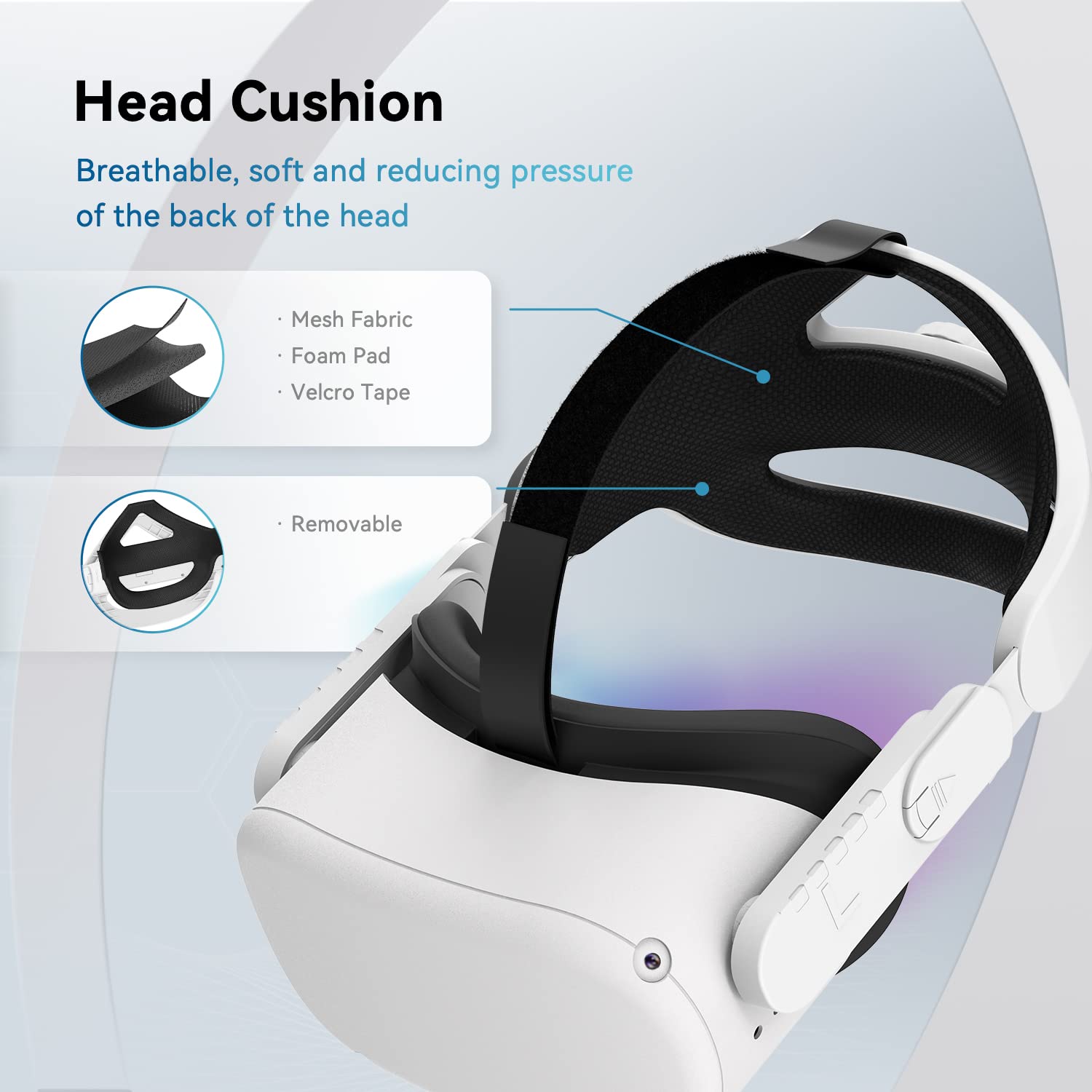 Head Strap Compatible for Meta Oculus Quest 2 Accessories with Head Cushion Replacement for Elite Strap Comfortable Protective