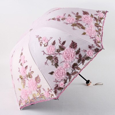 Princess Umbrella Sunshade Bumbershoot Lace Anti-sunshine Ombrelle Anti-ultraviolet Rubber Sunumbrella Sunshine and Rain: Blue