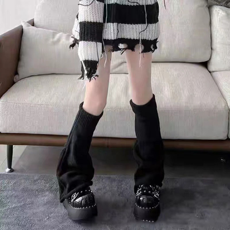 rozaduras piernas calcetines largos lana Lindo leg warmers Calcetines de punto Lolita para mujer, calentador de piernas de chica dulce, Bola de lana, cubierta de pie de punto, Cosplay, otoño, invierno,