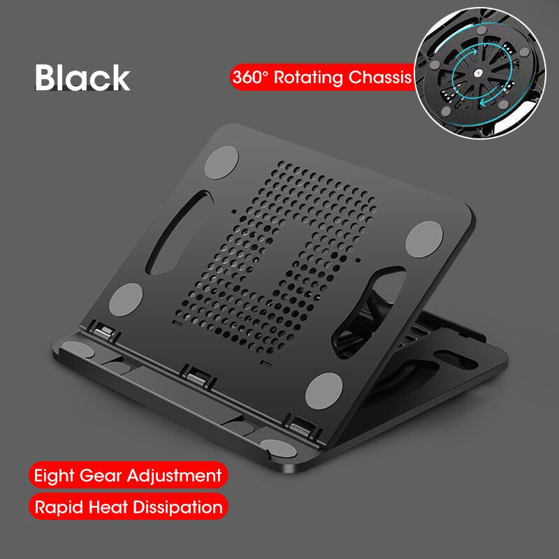 Portable Laptop Cooling Pad Plastic Suitable for 12-17 Inch Gaming Macbook Lenovo Laptop Adjustable Laptop Stand: Black