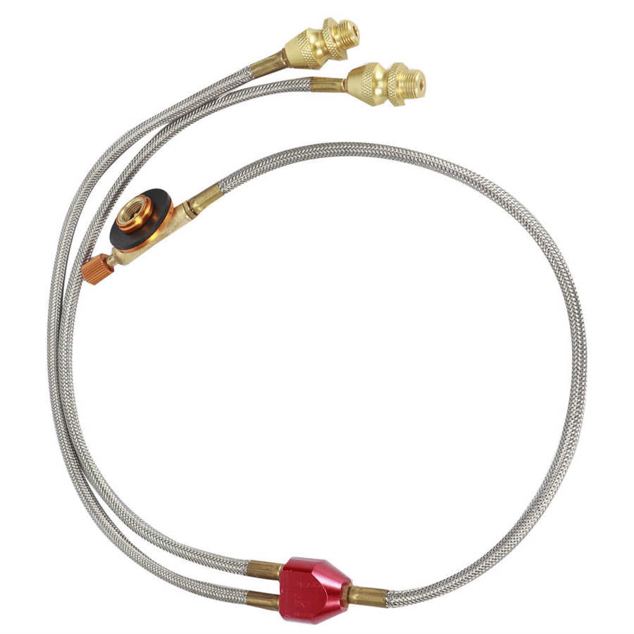 Gas Stove Adapter /8 DN6 Outdoor Camping Gas Stove Flat Tanks Hose Adapter Accessories for Connecting 2 Burners Gas Stove Hose