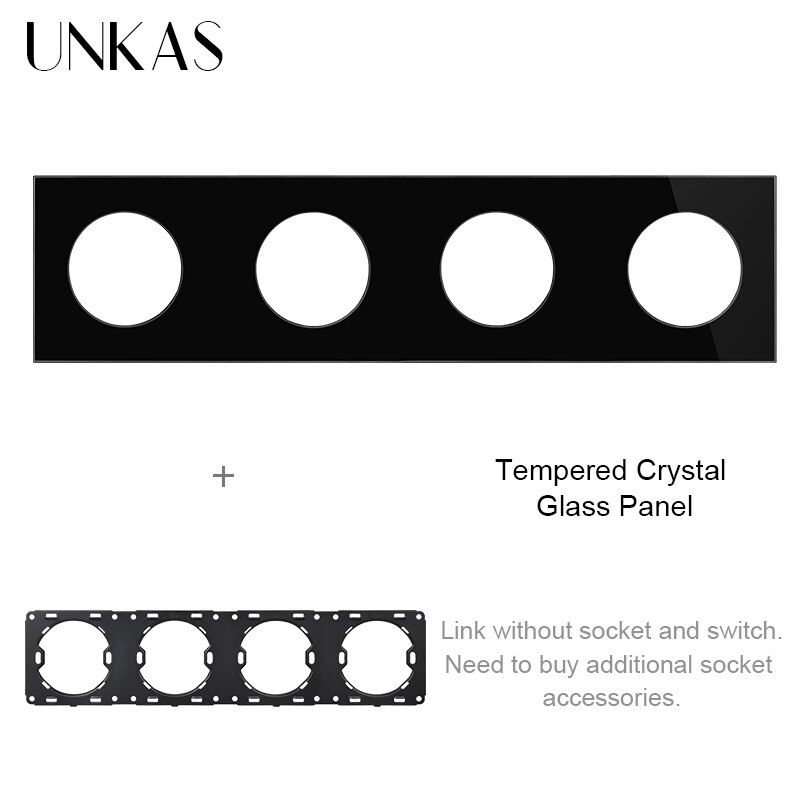 UNKAS Free Combination Single Gray Tempered Crystal Glass Panel Grey Modules DIY Matching For Wall Socket Switch: Black 344 Panel