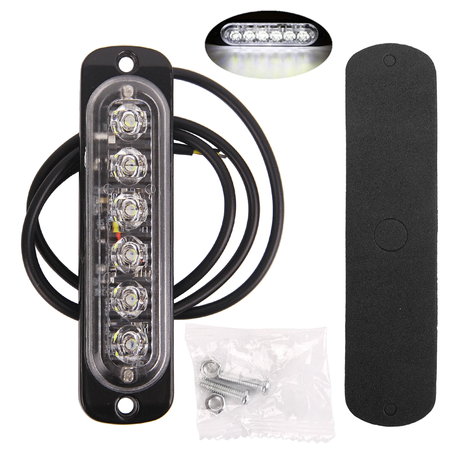 6 LED-Blinkwarnleuchten für LKW, Auto, Motorrad, Gelb, Weiß, 18 Blitzmodi, Notfalllampe, 12–24 V, seitliche, hohe, helle Lichter: Blau