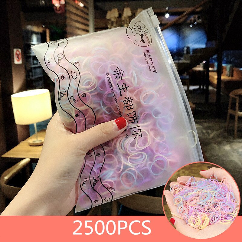 2500pcs Meisjes Elastieken Haarbanden Haar Ring Wegwerp Paardenstaart Houder Rubber Band Scrunchies Kids Gum voor Haar Accessoires: H20