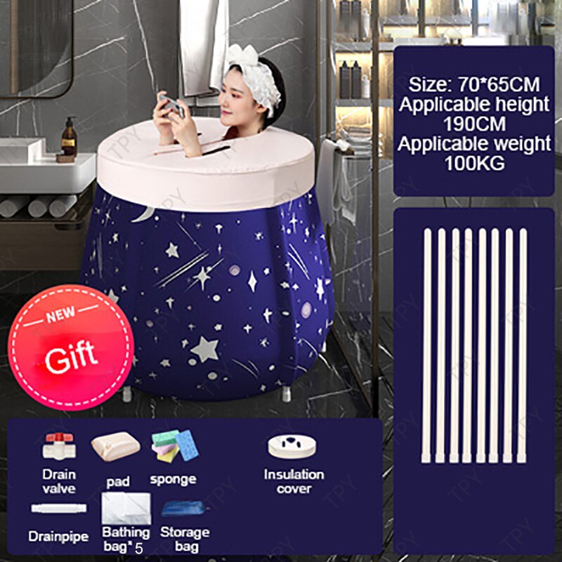 2 Size Bad Volwassen Vouwen Verwarming Bidet Bad Vouwen Bad Bad Vat Inweken Bad Grote Capaciteit Voor Baby Kind Volwassen: star-D