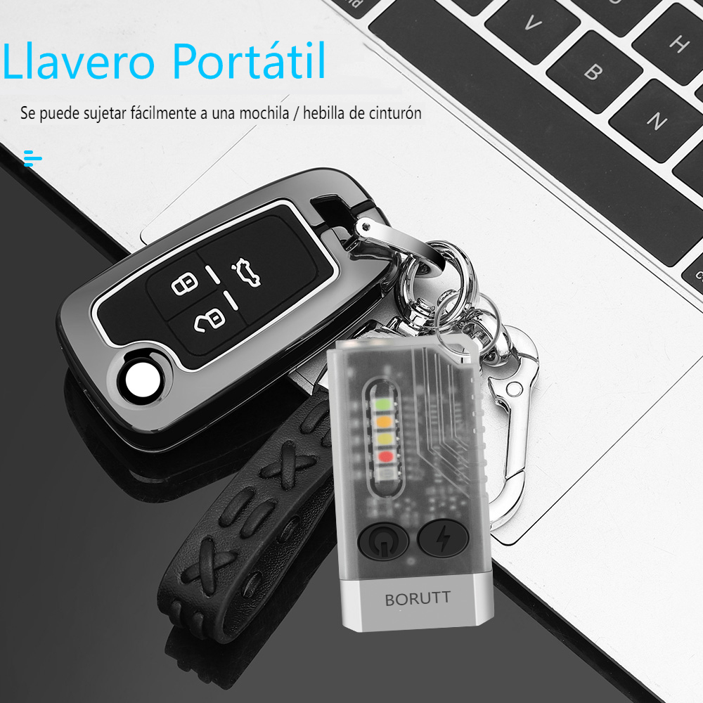 BORUiT V10 EDC Keychain Flashlight Portable Mini Torch Type-C Rechargeable Work Light With Magnet UV Beep Camping Pocket Lantern