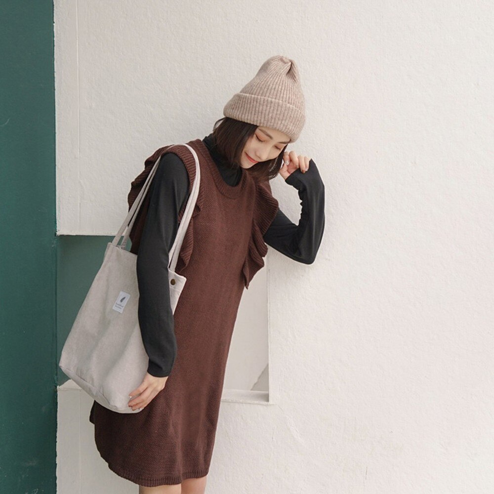 Woman Corduroy Shoulder Bag Reusable Shopping Bags for women Casual Tote Female Handbag