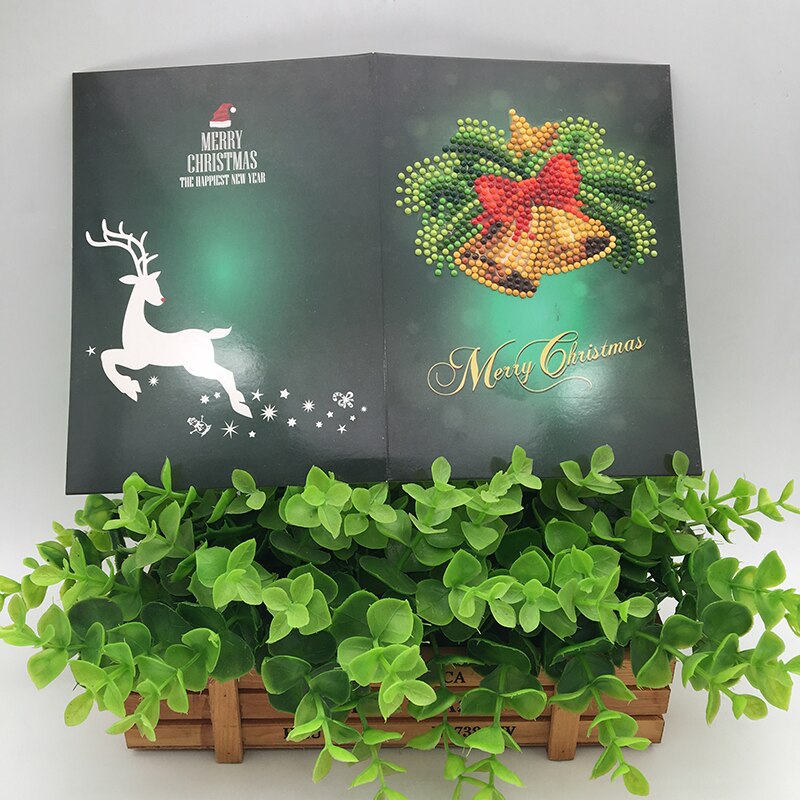 1Pcs Cartoon Paper Greeting Postcards Craft 5D DIY Diamond Painting Kids Festival Greet Cards Mini Santa Claus Merry Christmas: 1