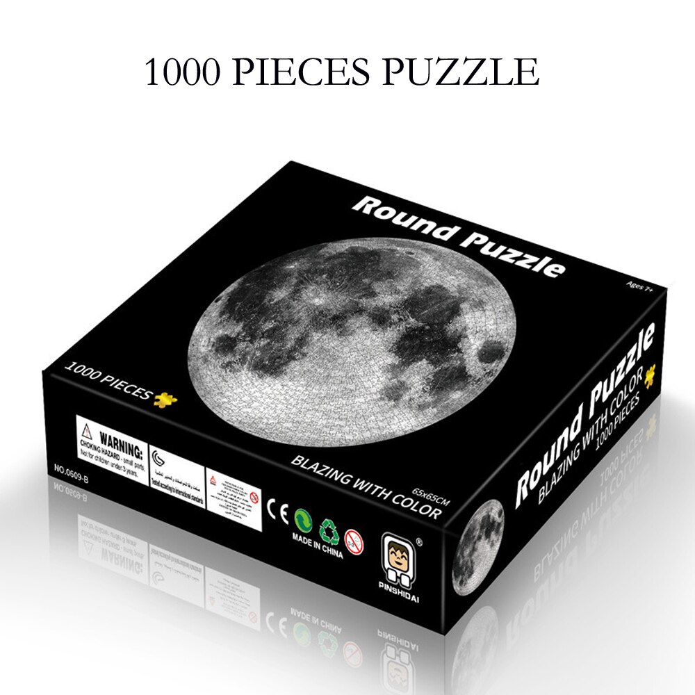 1000 Pieces Jigsaw Puzzles Educational Toy Scenery Space Stars Moon Earth Round Puzzle Game Toys for Adults Kids: 1000PCS MOON