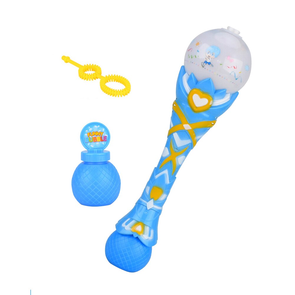 Kinderen Elektrische Magic Bubble Wand Stick Automatische Bubble Machine Licht Muziek Bubble Maker Speelgoed: Blue