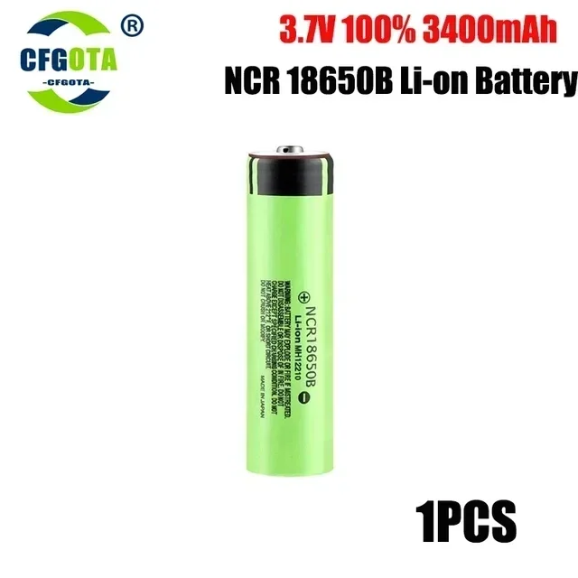 NCR18650 3400mAh Battery Ncr18650b 34B 3.7V 18650 3400mah Toy batteries Rechargeable Lithium Battery Flashlight 18650 Battery: green