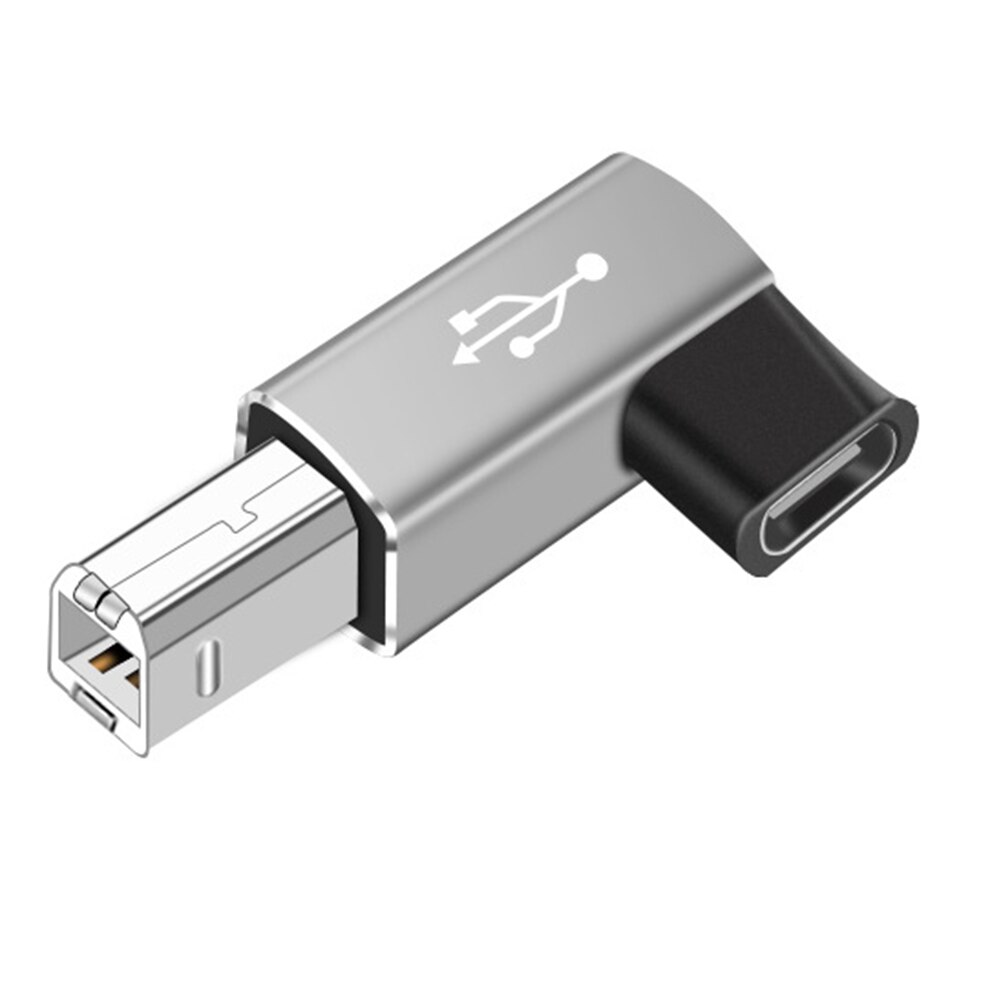 Usb-typ-c-buchse auf usb-b-stecker-adapter für scanner und drucker, usb-c-datenübertragungsadapter für midi-controller und tastatur: Elbow grey