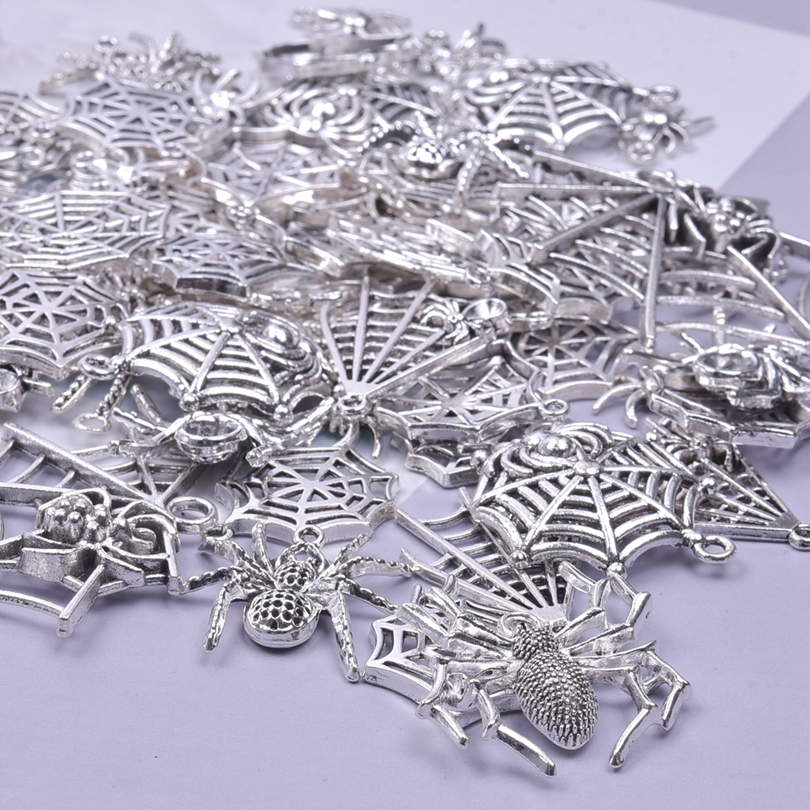 Mélange de breloques vintage pour bijoux, style, soleil, lune, chapeau, masque, notes de musique, ciseaux, araignée, outils de réparation, couverts, pendentif, bricolage, exécutif: PLAQUÉ ARGENT