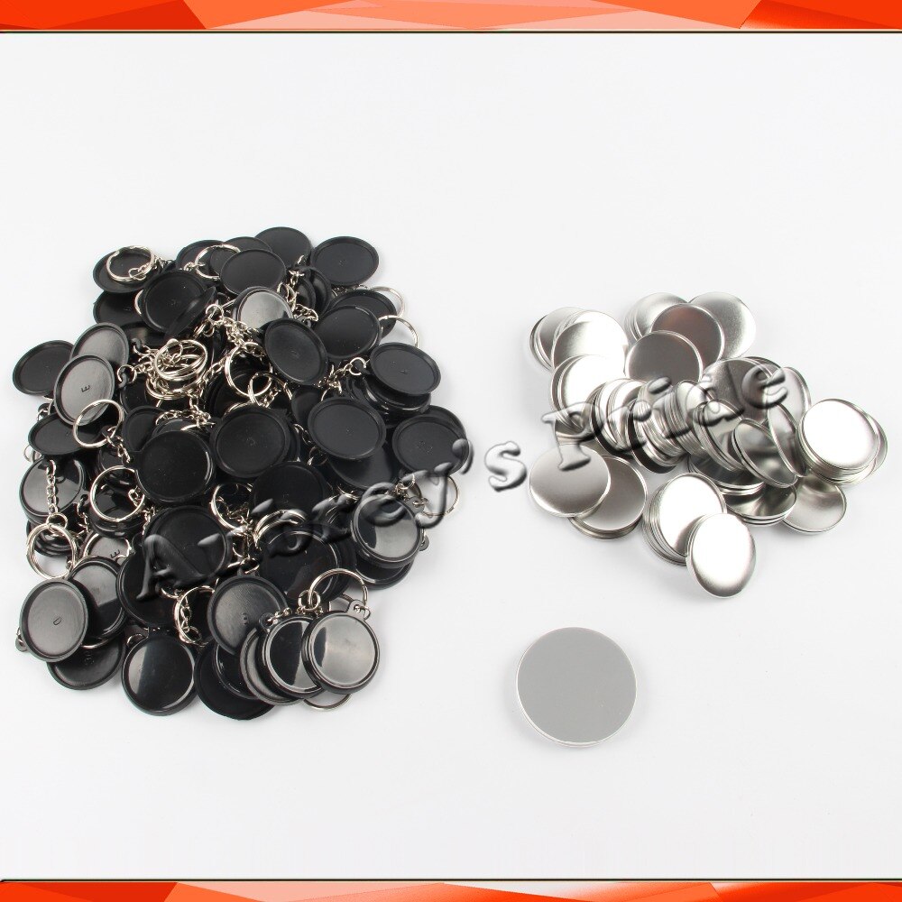 1-1/2 &quot;37mm 100 Sets Plastic Sleutelhanger Badge Knop Wit of Zwart 2 Kleur aanbieding Supply Materialen Maker Machine
