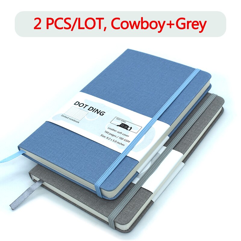 kule prikket tidsskrift  a5 100 gsm lys beige papir innvendig lommebånd bokmerke notatbok planlegger skrivesaker: 2 stk-cowboy-grå