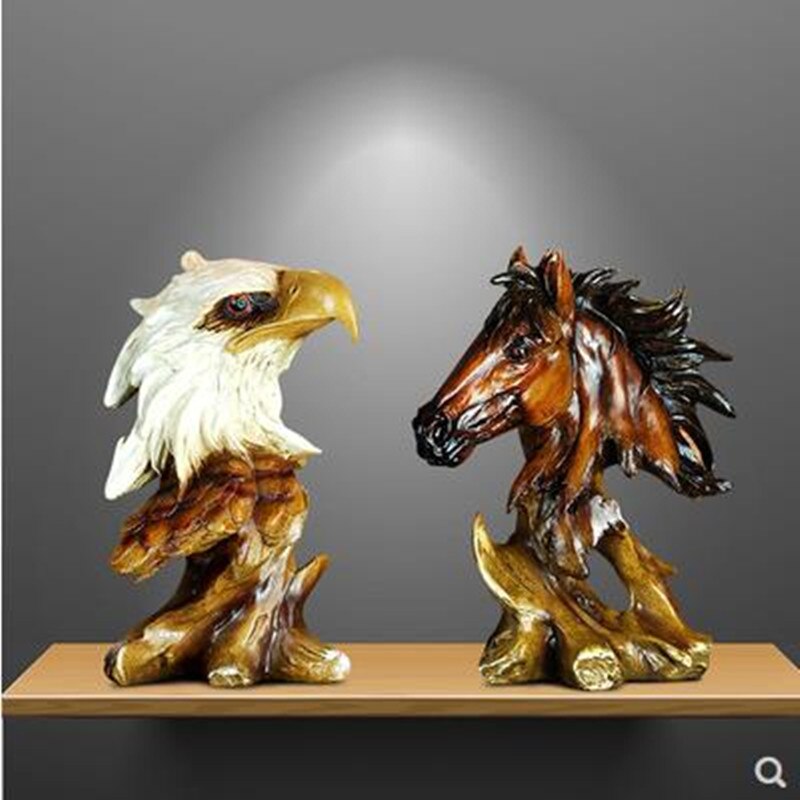 Wood carving, animal lion tiger wolf eagle sculpture crafts, home office shop desktop decoration crafts