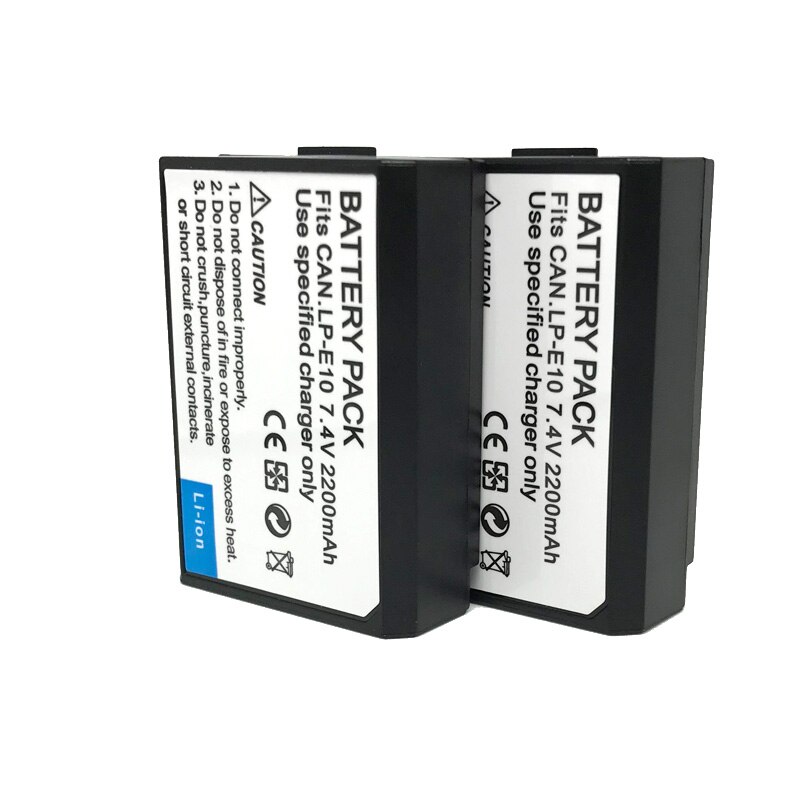 LP-E10 LPE10 Li-Ion Batterij Packs Voor Canon Eos Rebel T3 1100D Kus X50 Rebel T5 1200D Rebel T6 Eos 1300D camera Batterij: 2pcs