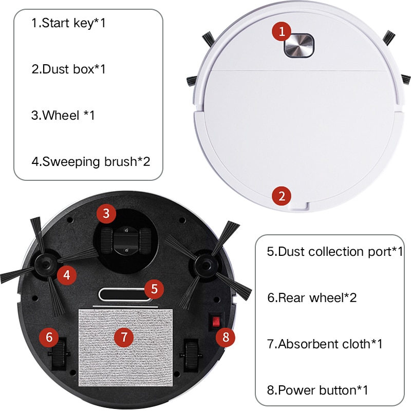 Robot Vacuum Cleaner 3 IN 1 Suction Smart Memory Electric Water Tank Wet Mopping Washing Robot Vacuum Cleaner Stofzuiger Robot