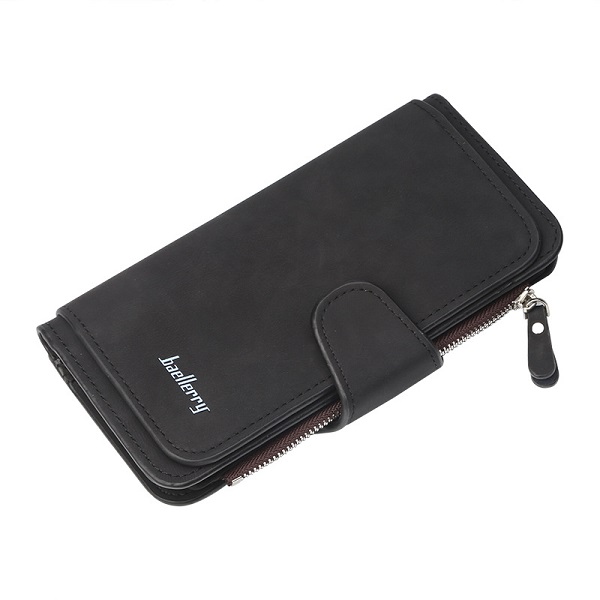 Wallet Women Big Capacity Three Fold Lady Purses Scrub Leather Female Wallets Clutch Feminina Carteira: black