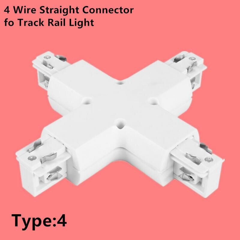 4 draad Spoor light rail Connector Track fitting LED Track Rail Connector Track Connectors drie-weg Connector Aluminium Gratis
