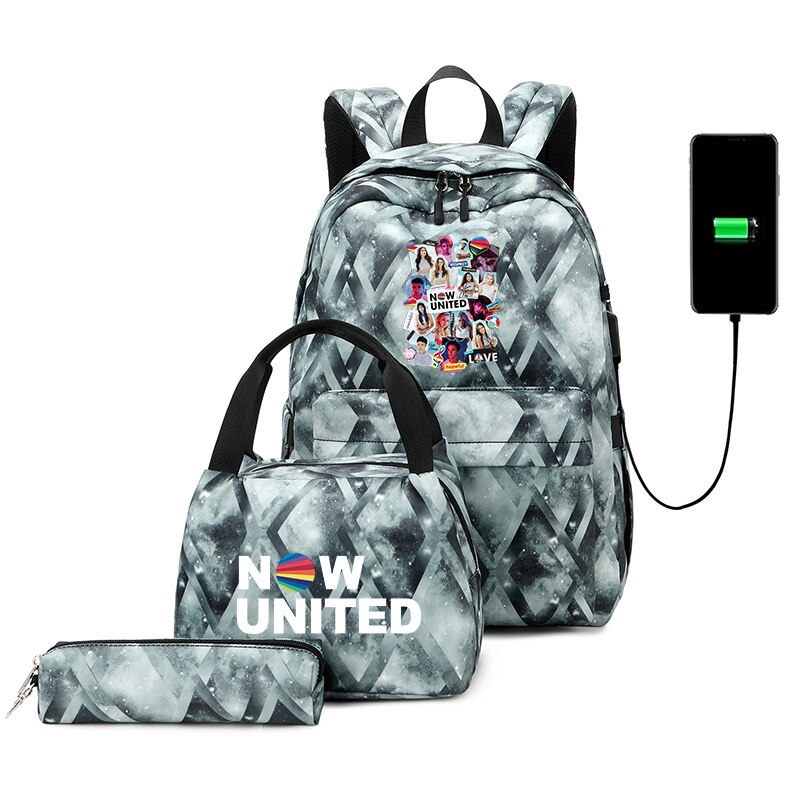 3 stücke Jetzt Vereinigten Schule Rucksack Student USB Lade Schöne Reise Rucksack Für Kinder Teenager Schule tasche Mochila: 013