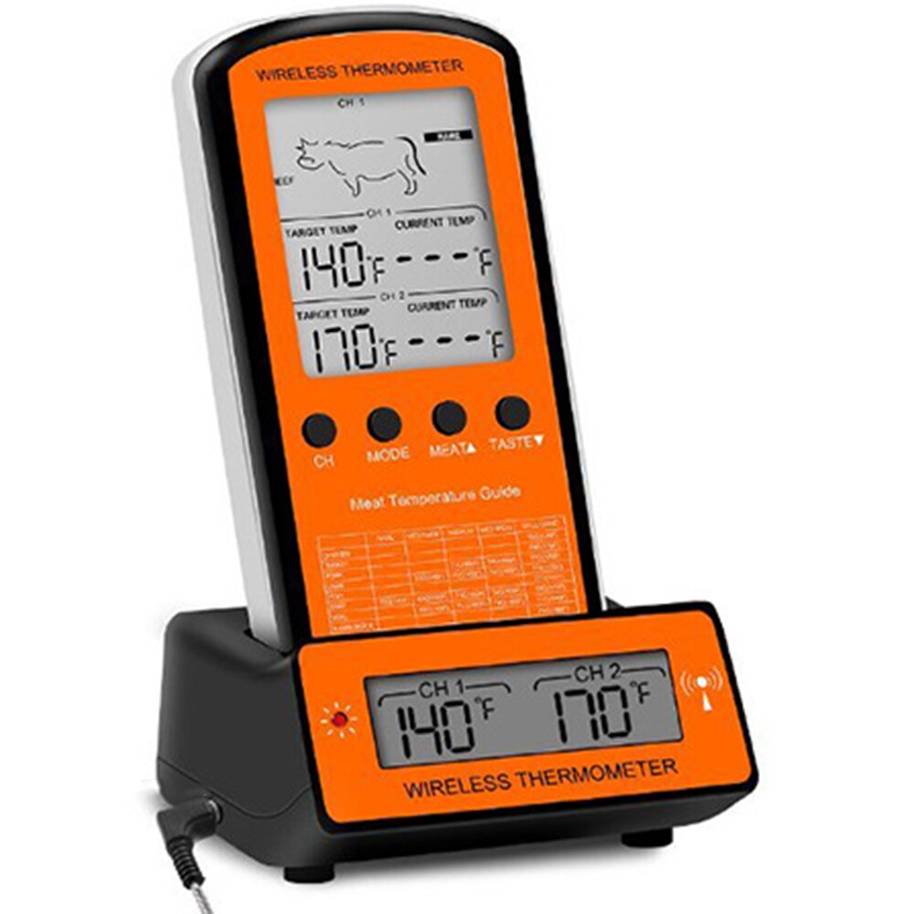 MOSEKO Draadloze Backlight Digitale BBQ Thermometer Voor Koken Vlees Voedsel Keuken Oven Thermometer met Sonde 2 Temperatuur Alarm