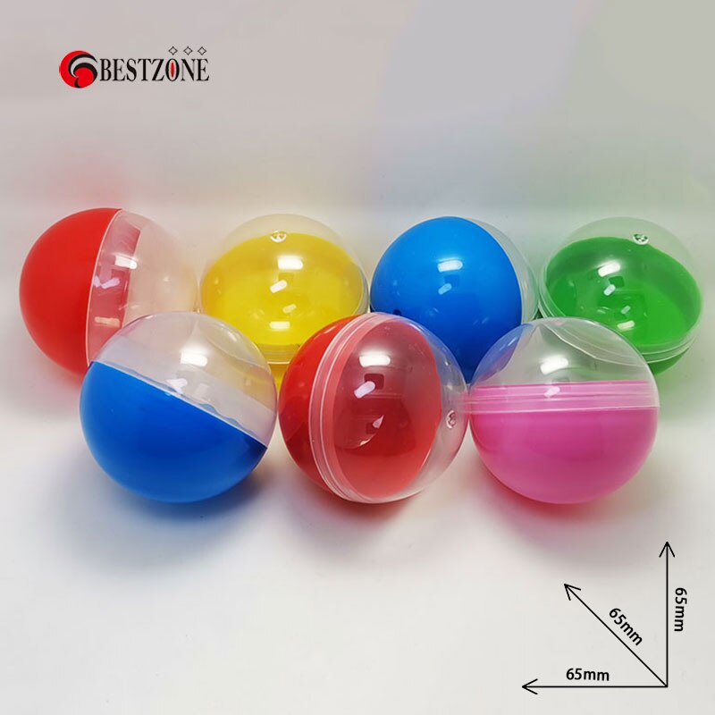20Pcs 65MM Half Transparent Half Colored Surprise Ball Plastic Toy Capsule Split Body Round Container Candy For Machine Vending