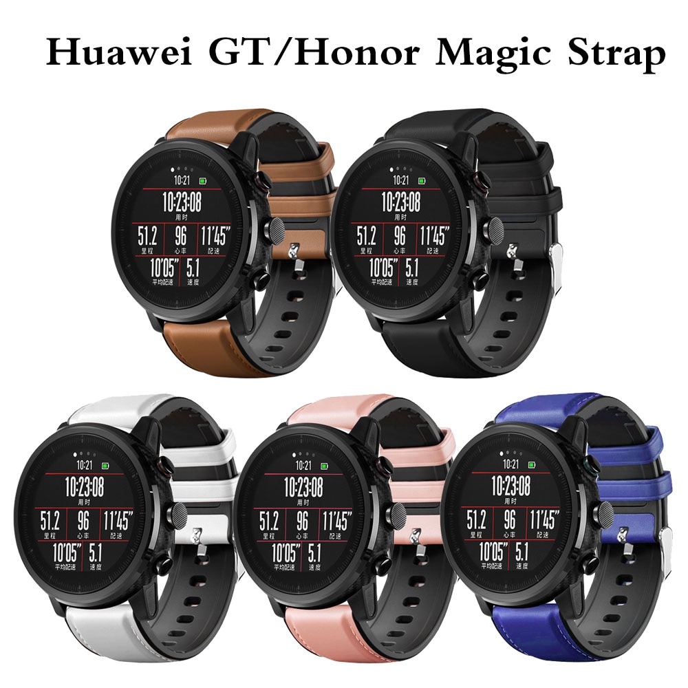 Silikon Leder Uhr Strap Für Huawei Uhr GT GT2 Weiche Uhr Band Strap Für Huawei Ehre Magie Samsung Galaxy Uhr 46mm